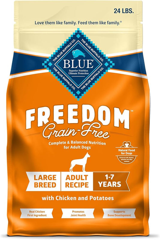 Blue Buffalo Freedom Grain-Free Large Breed Dry Dog Food, Supports Joint Health & Mobility, Made in the USA With Natural Ingredients, Chicken & Potatoes, 24-lb. Bag