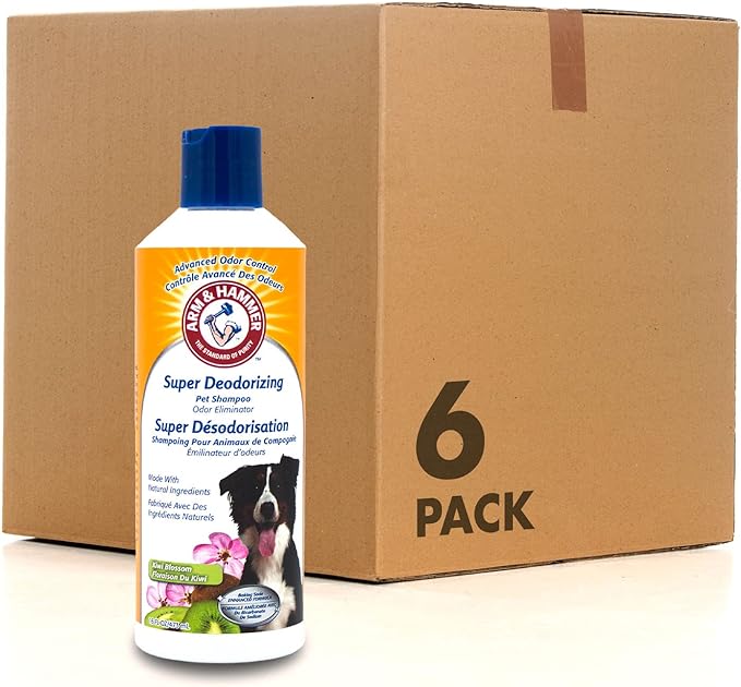 Arm & Hammer for Pets Super Deodorizing Shampoo for Dogs | Best Odor Eliminating Dog Shampoo | Great for All Dogs & Puppies, Fresh Kiwi Blossom Scent, 16 oz - 6 Pack