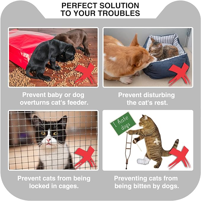 Cat Door Holder Latch Larger Adjustable Cat Door Alternative Fast Latch Strap Let Cats in and Keeps Dogs Out of Litter & Food and Safe Baby Proof No Measuring Easy to Install 3Pcs White