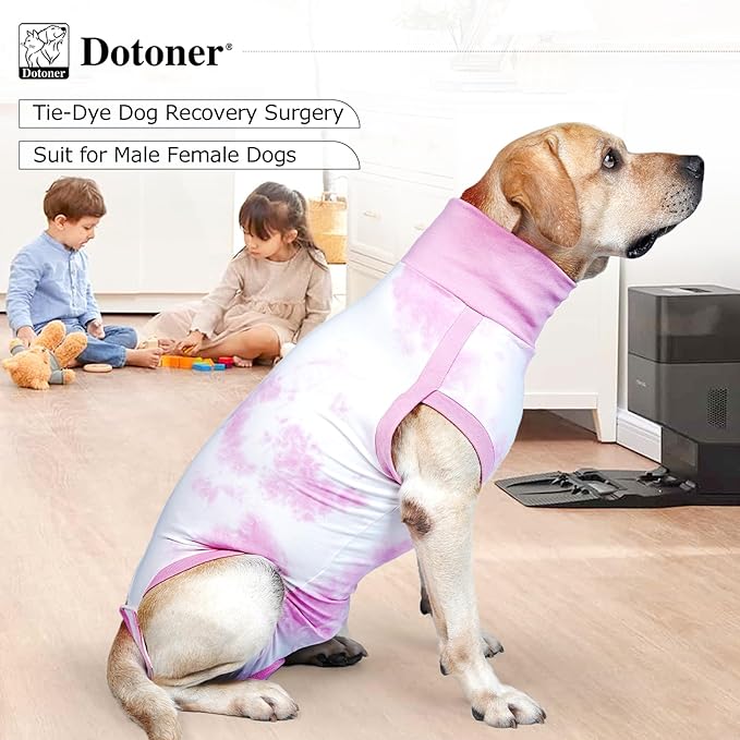 Dotoner Dog Recovery Suit Tie-Dye Pet Recovery Shirt Surgery Suit for Male Female Dogs Alternative E-Collar&Cone Protecting Abdominal Wounds Skin Disease Prevent Licking Wounds Dog Onesies