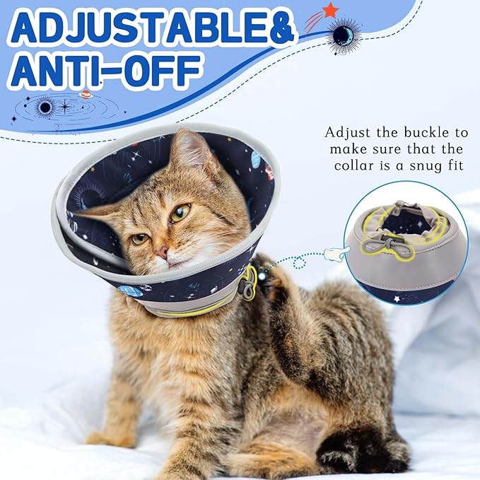 Cat Cone Collar Soft, Comfortable Cat Recovery Collar Pet Cone for Small Large Cats, Lightweight Elizabethan Collar for Cats Kittens After Surgery Prevent from Licking Wounds, Star, M