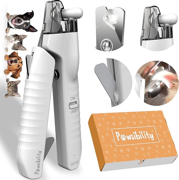 Reinvented Pet Nail Clippers for Your Pal - USB Rechargeable LED Light for Bloodline | Razor Sharp and Durable Blade | Vets Recommended Trimming Tool for Dogs and Cats