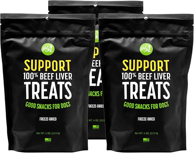Freeze Dried Superfood 100% Beef Liver Dog Treats, 4 Ounce Bag (Pack of 3), Single Ingredient Organ Meat, High Protein, Vision, Skin & Coat Health, Grain Free, Gluten Free, Made in USA