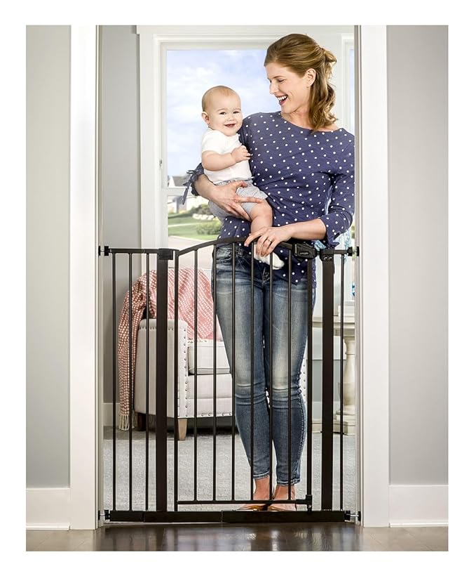 Regalo Easy Step Extra Tall Walk Thru Baby Gate, Bonus Kit, includes 4-Inch Extension Kit & Easy Step Extra Tall Arched Décor Walk Thru Baby Gate, includes 4-Inch Extension Kit