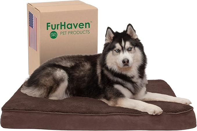 Furhaven Orthopedic Dog Bed for Large Dogs w/ Removable Washable Cover, For Dogs Up to 95 lbs - Terry & Suede Mattress - Espresso, Jumbo/XL