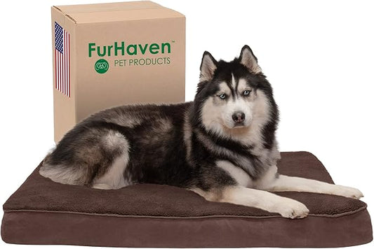 Furhaven Orthopedic Dog Bed for Large Dogs w/ Removable Washable Cover, For Dogs Up to 95 lbs - Terry & Suede Mattress - Espresso, Jumbo/XL