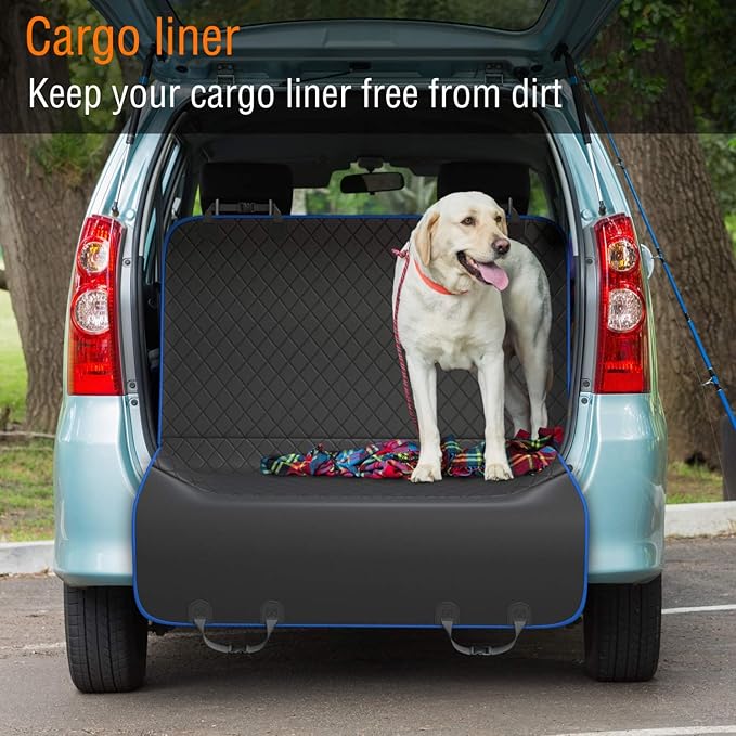Active Pets Dog Car Seat Cover for Back Seat. Car Seat Protector Dog Hammock for Car - Waterproof Pet Back Seat Cover for Trucks, Sedans & SUVs - Use with Chom Chom Roller Pet Hair Remover. Blue, XL