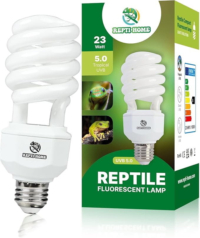 UVA UVB Reptile Light 23W 5.0,Tropical & Sub-Tropical Terrarium Compact Fluorescent Lamp,UVB Reptile Light Bulb for Snake,Chameleons,Iguanas,Turtles