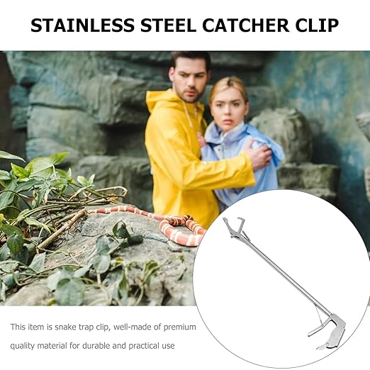 Reptiles Snake Catcher, Stainless Steel Snake Stick Practical Snake Clamp Folding Snake Grabber with Lock Professional Snake Grabber Tool for Garden Yard Outdoor Folding Tool