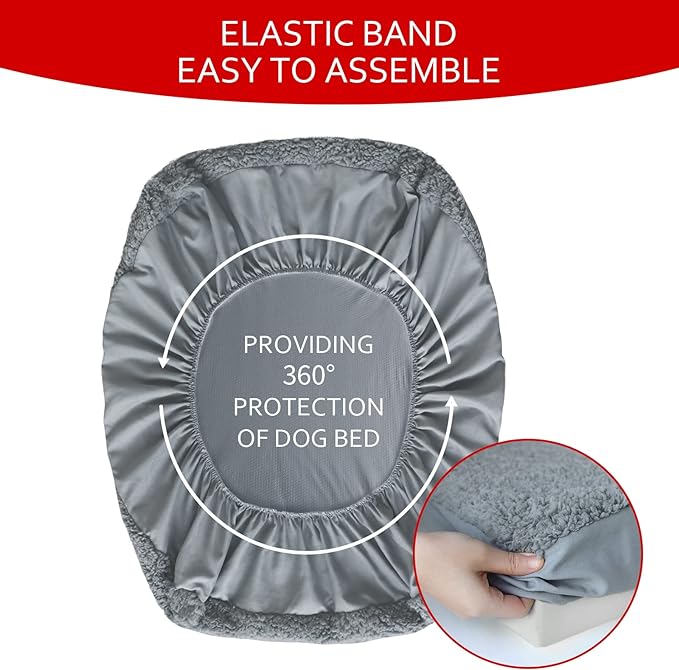 Dog Bed Covers Soft Plush Replacement Washable, Waterproof Dog Bed Liner Grey, Dog Mattress Cover, Pet Bed Cover 30x20 Inches, for Dog/Cat, Cover Only