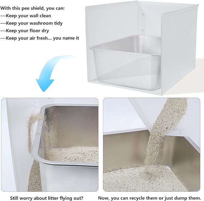 Litter Box Shield, 23.6"x15.7"x15.7"(Height) High Sided Cat Litter Box Pee Shields without Leaking, Foldable Extra Large Cat Litter Box Enclosure Easy Clean