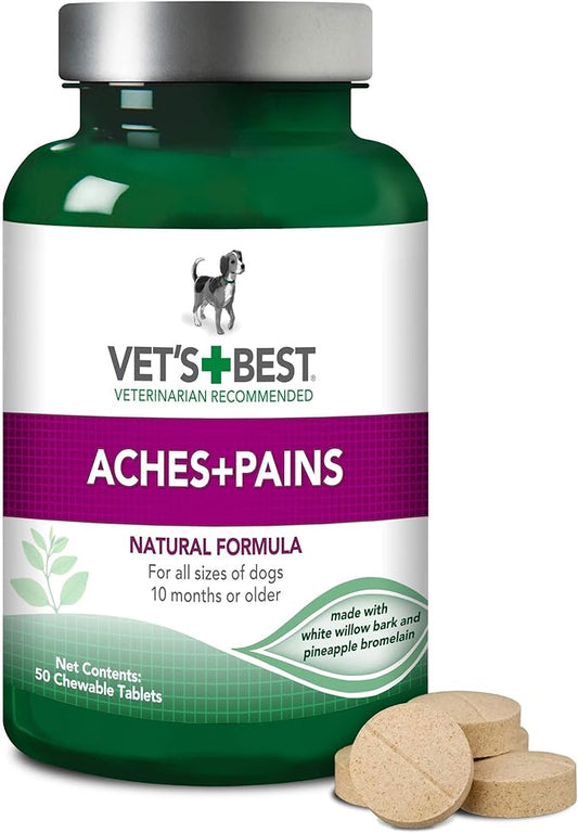 Vet’s Best Aches + Pains Dog Supplement - Vet Formulated for Dog Occasional Discomfort and Hip and Joint Support - 50 Chewable Tablets(Pack of 1)