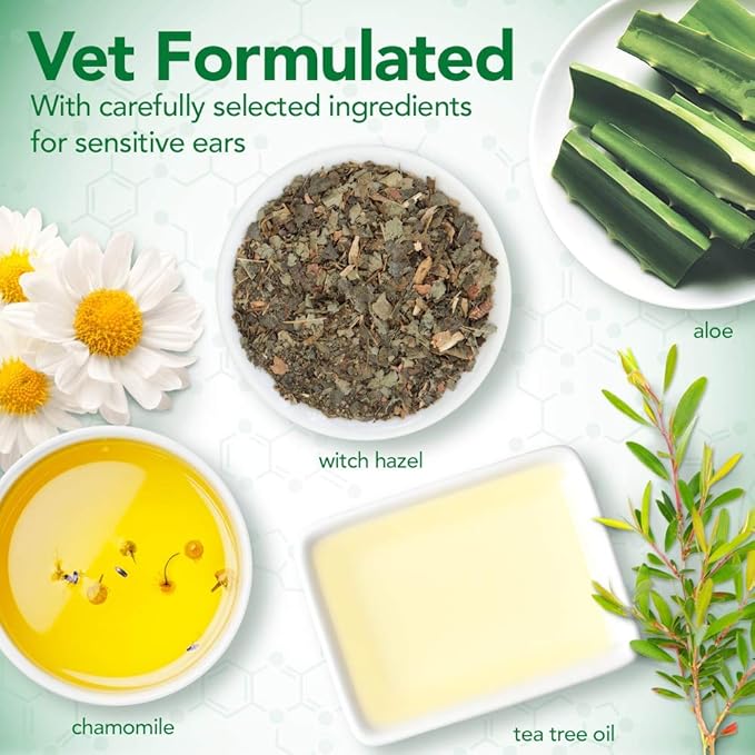 Vet's Best Dog Ear Cleaner Kit | Multi-Symptom Ear Relief | Wash & Dry Treatment | Alcohol-free, 4-oz bottle