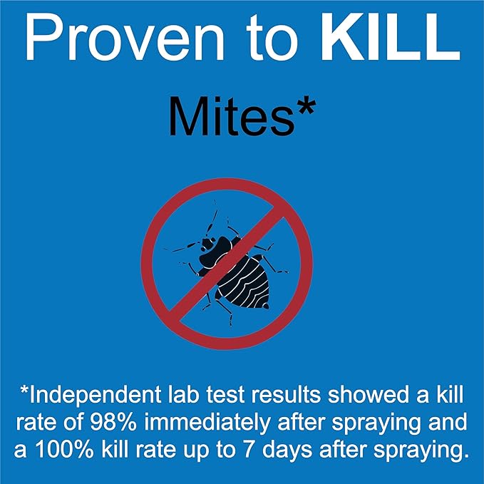 Mite Killer Spray by Premo Guard – 128 oz – Treatment for Dust Spider Bird Rat Mouse Carpet and Scabies Mites – Fast Acting 100% Effective – Child & Pet Safe – Best Natural Extended Protection