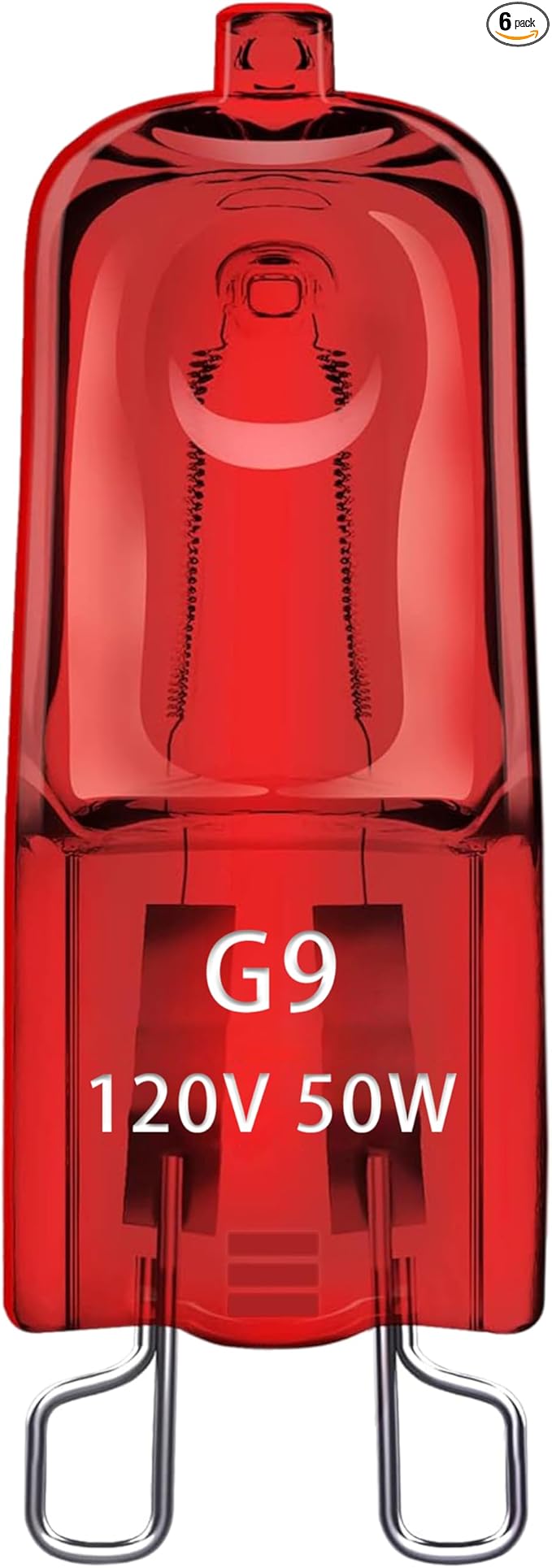 6 Pack G9 Infrared Heat Lamp Bulbs for Reptile, Dimmable Night Red UVA Reptile Heat Lamp, 2 Pin Base Mini Reptile Light Bulb Replacement (50 Watt)