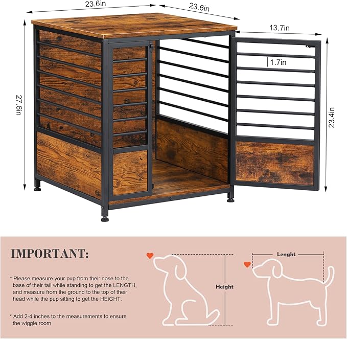 LIANTRAL Small Dog Crate Furniture, Heavy Duty Wood Nightstand Dog Kennel House Cage with Storage Side End Table for Living Room Bedroom