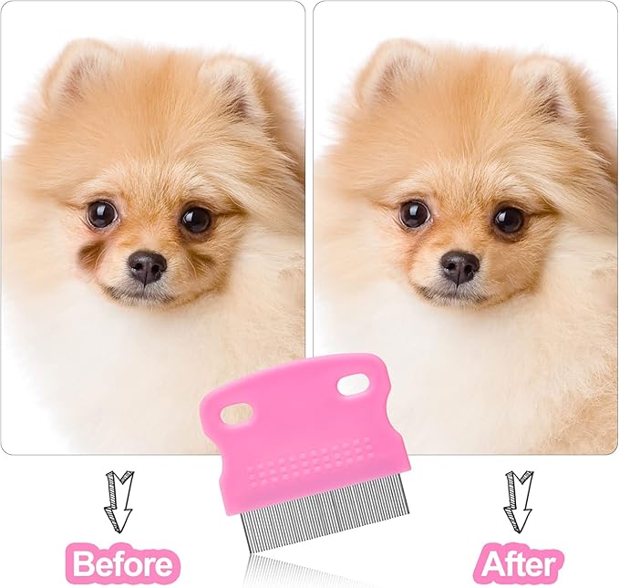 5 Pieces Dog Eye Combs Tear Stain Remover Combs Pet Grooming Comb for Small Dogs Gently Removing Eye Mucus and Crust (Pink, Black)