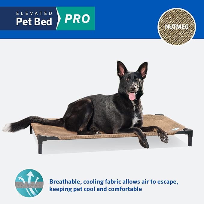 COOLAROO Cooling Elevated Dog Bed PRO Standard, Fits in 48in Crate, Easy Assembly Frame, Nutmeg