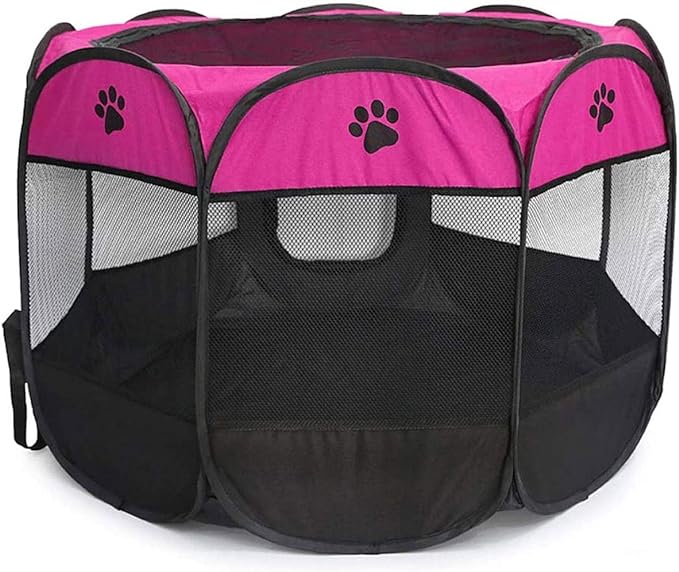 Pet Playpen, Foldable Dog Playpens, Portable Exercise Kennel Tent for Puppies/Dogs/Cats/Rabbits, Dog Play Tent with Removable Mesh Shade Cover for Travel Indoor Outdoor Using(Large)