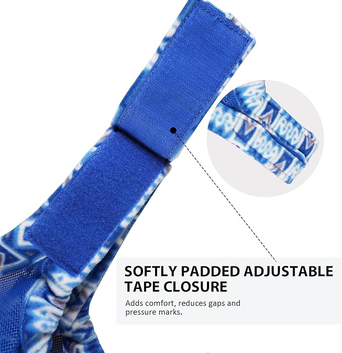Harrison Howard Cattle Livestock Fly Mask Breathable Mesh Padded Edging with Fun Patterns Large Spacing Forelock Opening Design Adjustable Fit for Cattle Blue