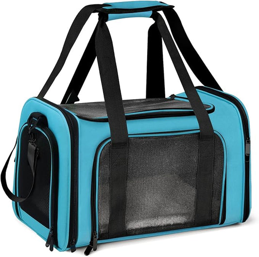 Henkelion Large Cat Carriers Dog Carrier Pet Carrier for Large Cats Dogs Puppies up to 25Lbs, Big Dog Carrier Soft Sided, Collapsible Travel Puppy Carrier - Large - Blue