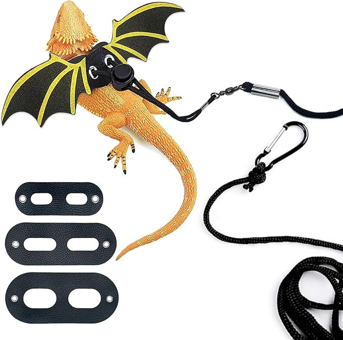 Bearded Dragon Harness and Leash Adjustable(S,M,L, 3 Pack) - Soft Leather Reptile Lizard Leash for Amphibians and Other Small Pet Animals