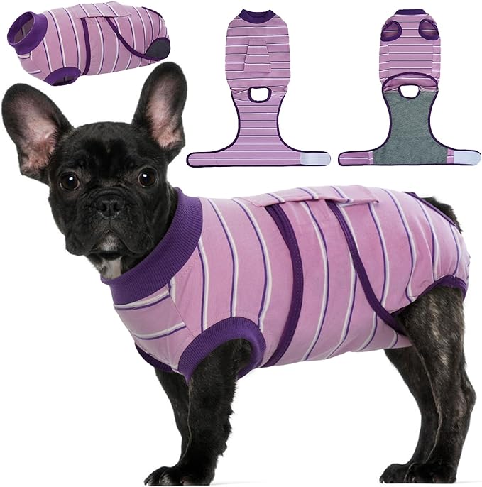 Kuoser Recovery Suit for Dogs After Surgery, Soft Dog Surgery Suit for Female Spay Male Neuter, Breathable Dog Onesie E-Collar & Cone Alternative Pet Bodysuit Anti Licking Wounds Surgical Shirt, XS