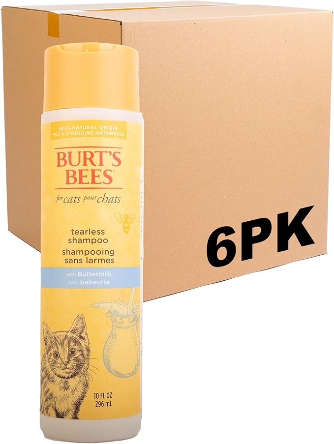 Burt's Bees for Pets Naturally Derived Kitten Tearless Shampoo with Buttermilk, Cat Shampoo, Kitten Shampoo for Cats - Cat Grooming Supplies, Cat Bath Supplies, 10 Fl Oz - 6 Pack