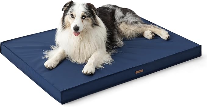 Lesure Waterproof Dog Bed for Large Dogs - Outdoor Dog Bed with Oxford Fabric Surface, Large Egg Orthopedic Foam Pet Bed with Removable and Durable Cover, Machine Washable, Navy