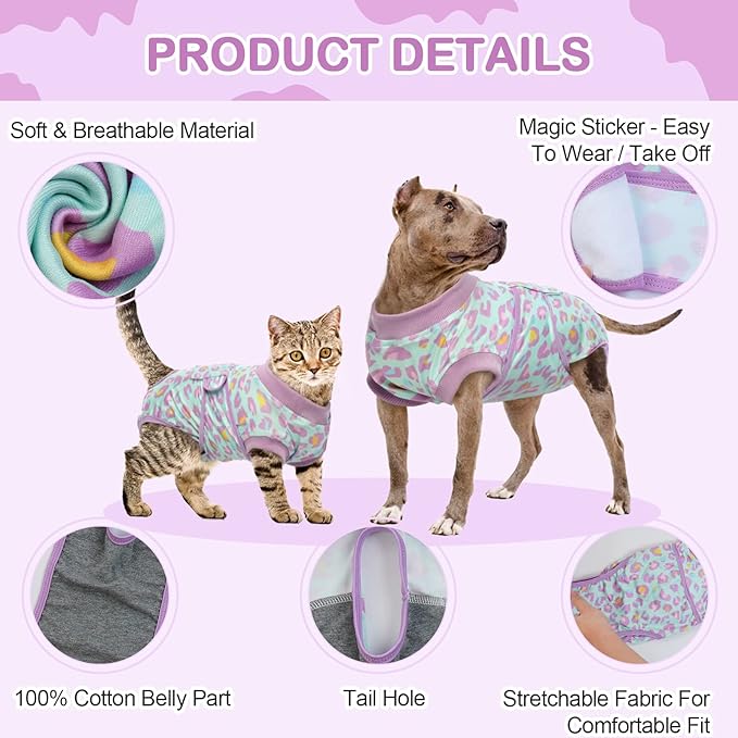 Kuoser Dog Recovery Suit, Soft Dog Onesie for Surgery Female Spay Dog Surgical Recovery Suit Male Neuter, Anti Licking Abdominal Dog Surgical Suit Pet Bodysuit Alternative to Cone of Shame, M