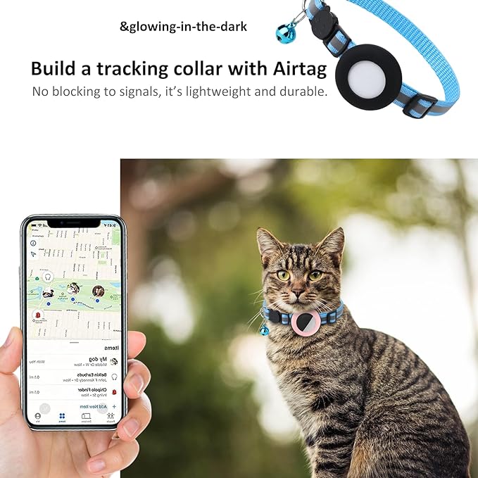 2022 Airtag Cat Collar Holder, Small Air tag Cat Collar Holder Compatible with Apple Airtag GPS Tracker, 2Pack Waterproof Case Cover for Cat Dog Pet Collar Within 3/8 inch (LuminousPink&LuminousBlue)