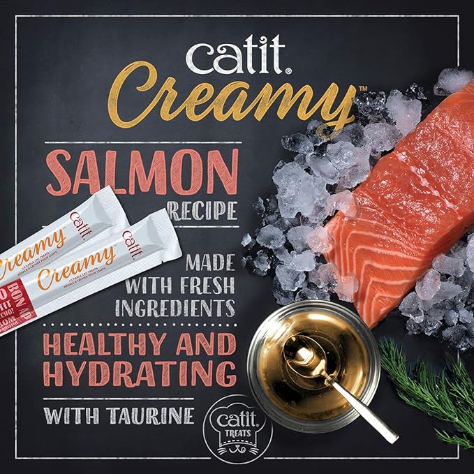 Catit Creamy Lickable Cat Treat – Hydrating and Healthy Treat for Cats of All Ages - Salmon, 5-pack