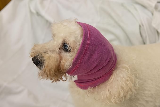 Ear Hematoma Dog No Wrap Ear flap Hoodies Neck Protector Dog Ear Wrap Snood Quiet Ears for dogs Rose M