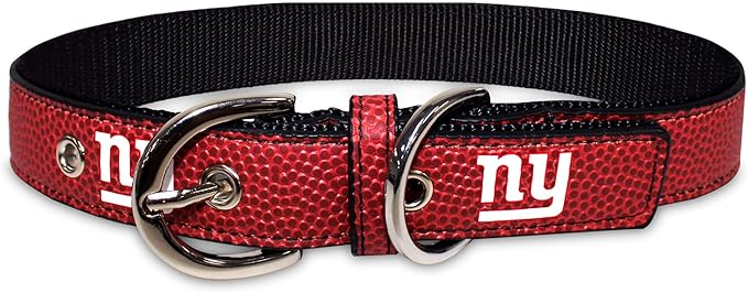 Pets First Tough Leather Pet Collar NFL New York Giants Premium Dog Collar, Limited Edition. Best & Strongest Heavy-Duty Dog Collar!, Medium (16-20"" Long & 1"" Wide) (NYG-3081-MD)