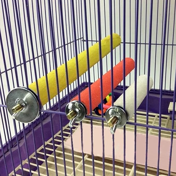 Hypeety Bird Cage Perch Stand Wooden Paw Grinding Toy Chew Toys for Bird Parrot Macaw African Greys Budgies Parakeet Cockatiels Conure Lovebird Cage Hanging Accessories Random Color (7in / 18cm)