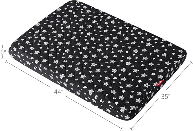 Dog Bed Covers Replacement Washable Pet Hair Easy to Remove, Waterproof Dog Bed Covers Noiseless Quilted, Pet Bed Cover Lovely Black Star Print, Puppy Bed Cover 35x44 Inches, for Dog/ Cat, Cover Only