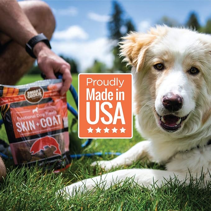 All Natural Dog Treats - Healthy Skin & Coat Salmon Dog Treats - Ideal for Sensitive Stomachs or Itchy, Allergic, Dry Skin - Dehydrated, Crunchy, Human-Grade, Made in USA - 8oz, Pack of 1