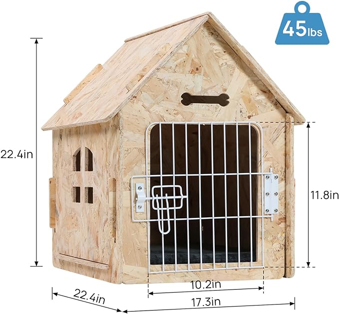 Dog House Indoor for Small Dogs or Cats, Cozy wooden design, Small indoor bed house, with Air Vents and Elevated Floor Warm Dog Cave