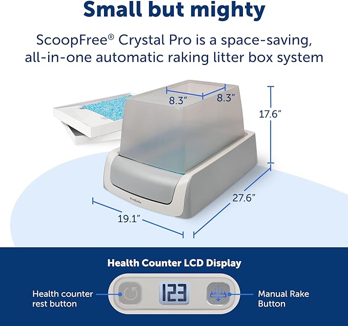 PetSafe ScoopFree Crystal Pro Front-Entry Self-Cleaning Cat Litter Box - Never Scoop Litter Again - Hands-Free Cleanup with Disposable Crystal Tray - Less Tracking, Better Odor Control