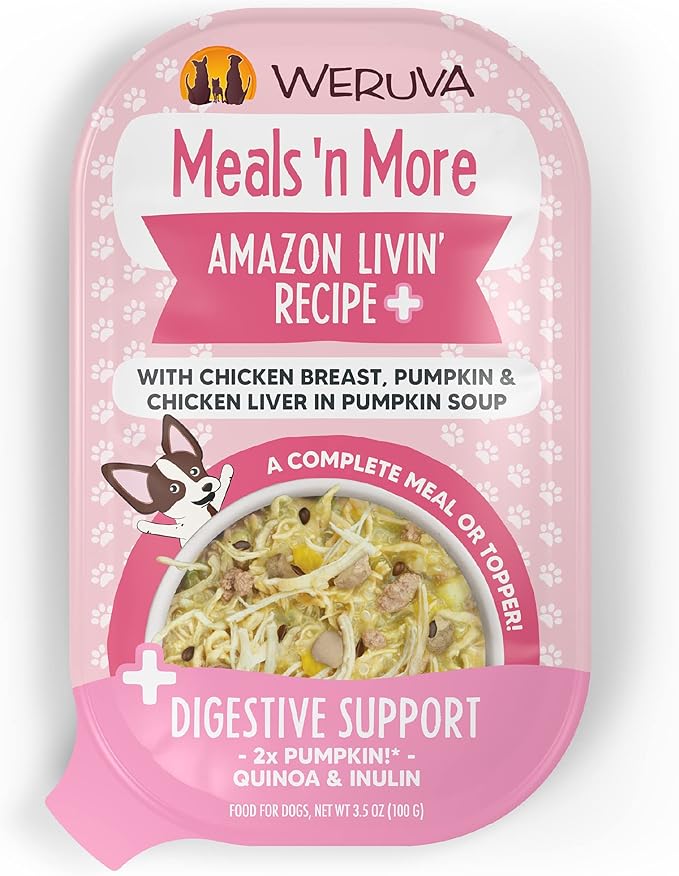 Weruva Meals 'n More Natural Wet Dog Food, Amazon Livin' Plus Digestive Support, 3.5oz Cup (Pack of 12)