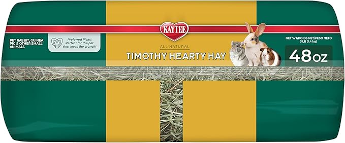 Kaytee Timothy Hearty Hay for Guinea Pigs, Rabbits & Other Small Animals, 48 oz