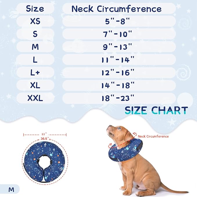 Supet Inflatable Dog Cone Collar Alternative after Surgery, Dog Neck Donut Collar Recovery E Collar, Soft Dog Cone for Small Medium Large Dogs