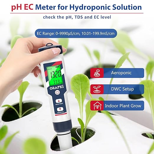pH Salinity Tester 5 in 1 pH SALT TDS EC Temp Meter for Hydroponic System Saltwater Pool pH and PPM Meter Water Tester for Indoor Plant Grow, Hot Tub, Spa, Aquarium, Home Brewing