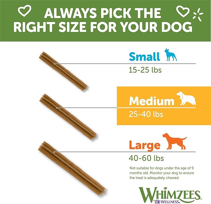 WHIMZEES by Wellness Variety Box: All Natural Dental Chews for Dogs (Medium), 28 Count - Dog Treats, Freshens Breath, Gluten & Grain-Free (Packaging May Vary)