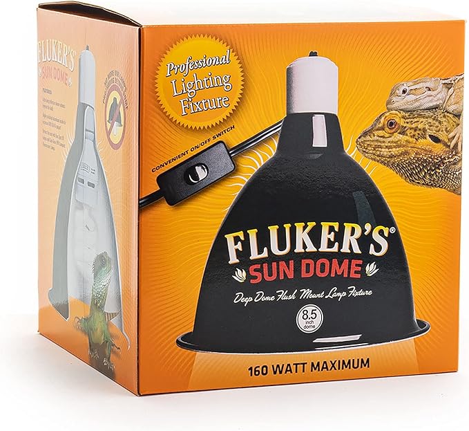 Fluker's Sun Dome Reptile Lamp, Deep Dome Flush Mount Light Fixture, 8.5-Inches