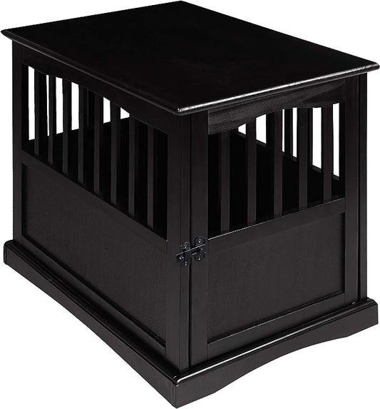 Casual Home Wooden Indoor Dog Crate House Kennel End Table Night Stand Furniture with Lockable Latch for Small to Medium Pets, Black