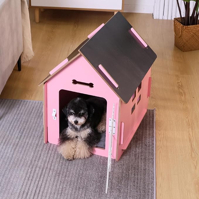 Dog House Indoor for Small Dogs or Cats, Cozy wooden design, Small indoor bed house, with Air Vents and Elevated Floor Warm Dog Cave