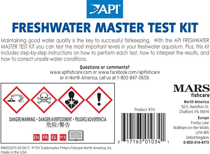 API FRESHWATER MASTER TEST KIT 800-Test Freshwater Aquarium Water Master Test Kit, White, Single, Multi-colored