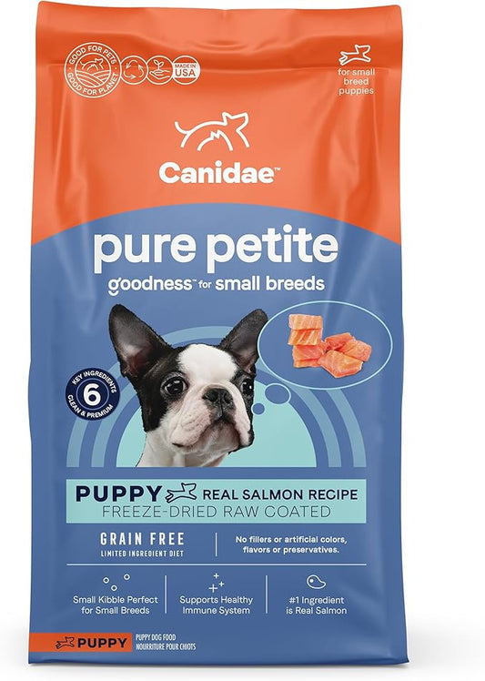 Canidae Pure Petite Premium Freeze-Dried Raw Coated Puppy Food for Small Breeds, Real Salmon Recipe, 10 lbs, Grain Free