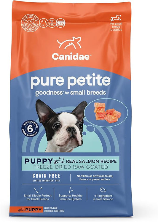 Canidae Pure Petite Premium Freeze-Dried Raw Coated Puppy Food for Small Breeds, Real Salmon Recipe, 10 lbs, Grain Free